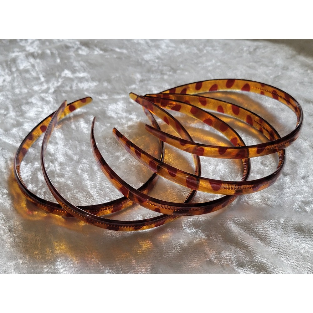 Set of 5 Vtg Tortoiseshell Headbands Amber Spotted Hair Accessories Teeth Y2K